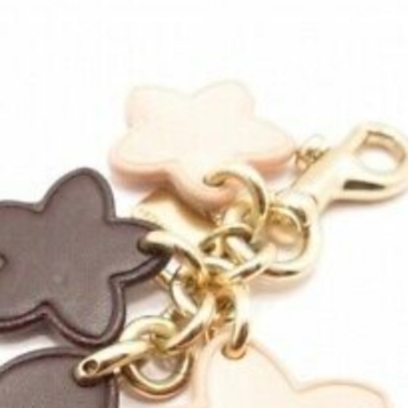 Coach Wildflower Bag Charm Key Chain 3D Leather Gold Chain Pink Multi Colors NWT - Picture 11 of 12